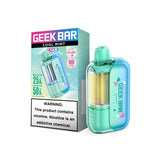 Geek Bar CLR 50,000 Puff disposable vape in cool mint flavor, featuring sleek design and compact size.