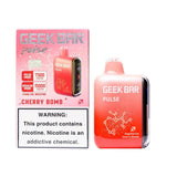 Geek Bar Pulse 15000 vape device featuring cherry bomb flavor with sleek design and colorful branding.