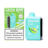 Geek Bar Pulse 15000 disposable vape with Creamy Mintz flavor, featuring sleek design and visible branding on the device.