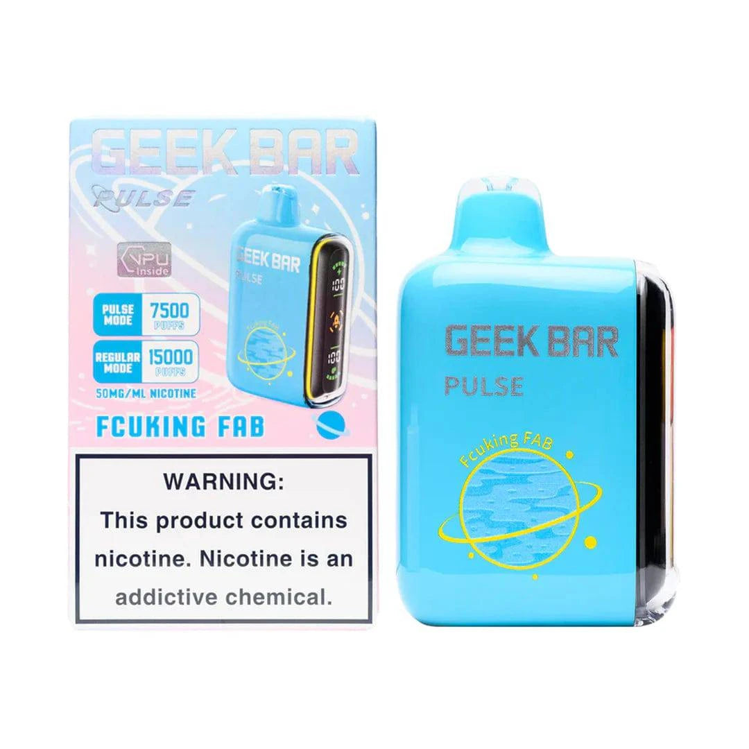 Geek Bar Pulse 15000 disposable vape device with colorful design, featuring sleek shape and vibrant branding details.