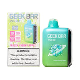 Geek Bar Pulse 15000 vape device featuring frozen cherry and apple flavor, with colorful design and sleek shape.