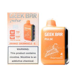 Geek Bar Pulse 15000 vape device in orange creamsicle flavor, showing the sleek, colorful design on a white background.