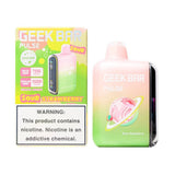 Geek Bar Pulse 15000 sour strawberry flavored disposable vape device with colorful packaging and sleek design.