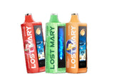 Lost Mary MO20000 Pro vape device with colorful flavor options, showcasing its sleek design and vibrant flavor variety.