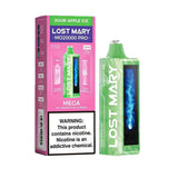 Lost Mary MO20000 Pro vape device with sour apple ice flavor, showcasing the sleek design and vibrant packaging.