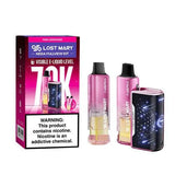 Lost Mary Nera Fullview 70K vape kit in pink lemonade flavor, featuring a sleek device with colorful design and full view tank.