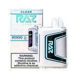 RAZ TN9000 disposable vape from Vape Shop Wholesale, showing a sleek clear design and 9,000 puff capacity.