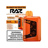 RAZ TN9000 disposable vape with pumpkin pie frosting flavor, featuring a sleek design and colorful branding on the device