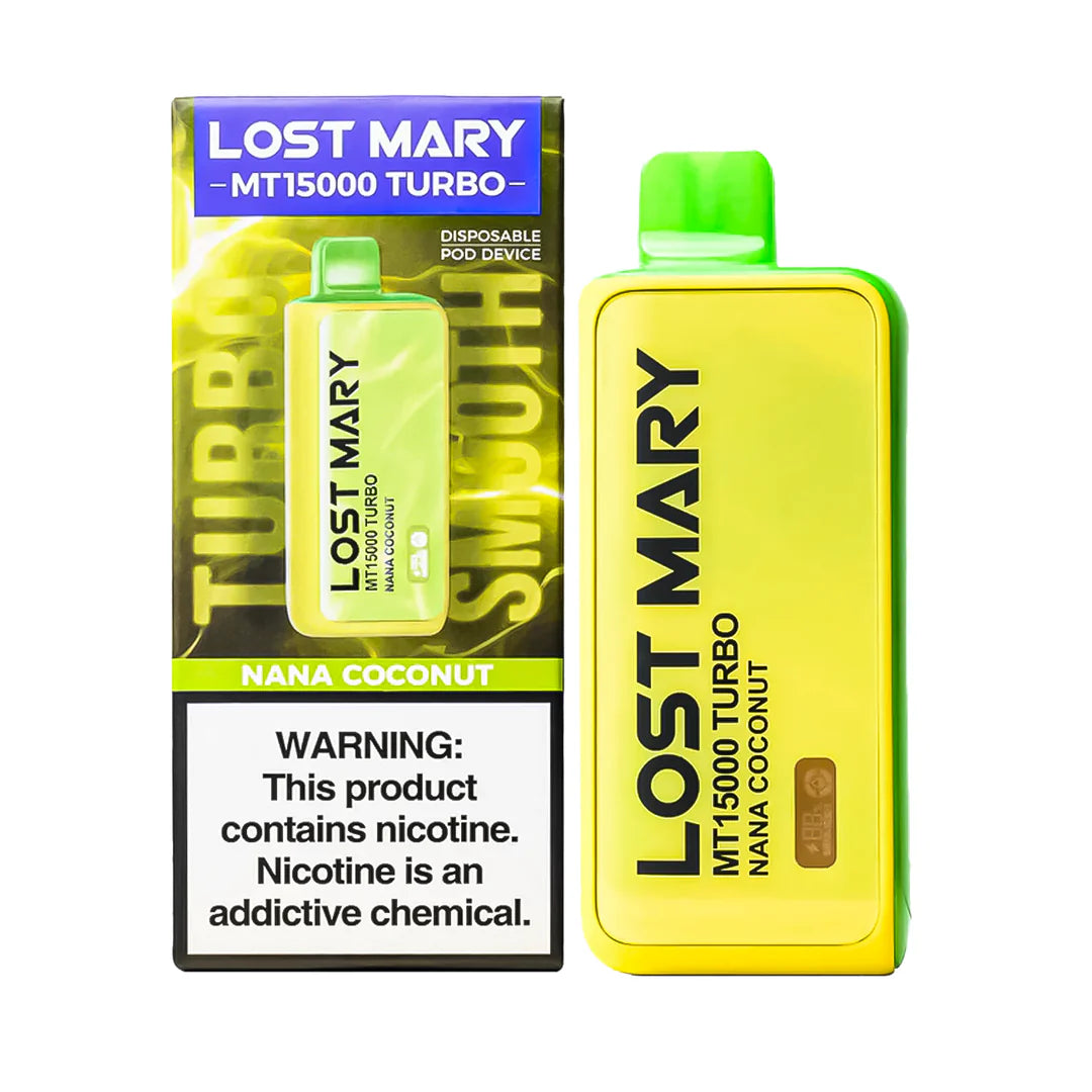 Lost Mary MT15000 Turbo disposable vape in Baja Splash flavor, with colorful packaging and sleek design.