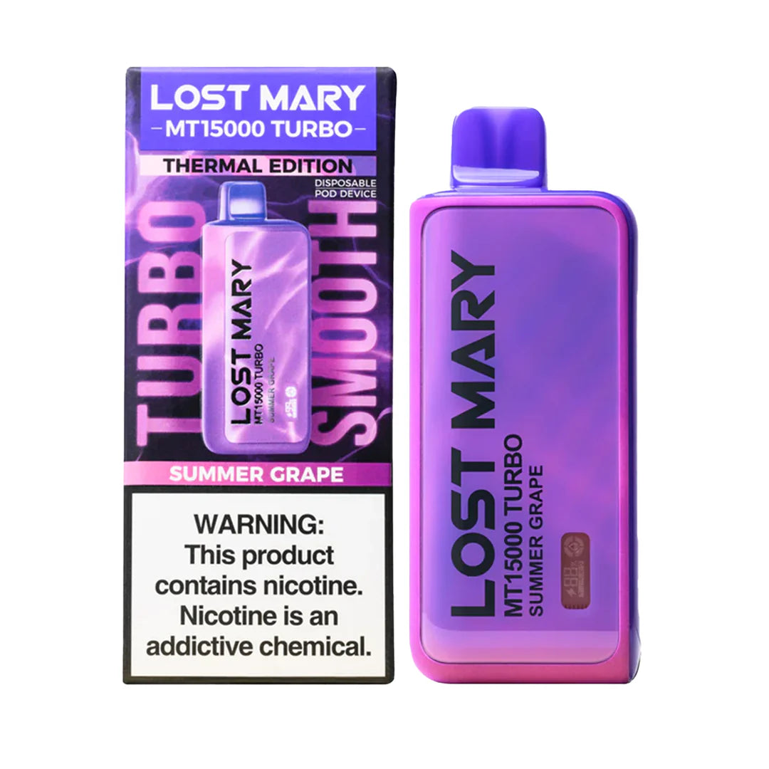 Lost Mary MT15000 Turbo disposable vape from Vape Shop Wholesale, featuring a sleek design and vibrant Baja Splash flavor.