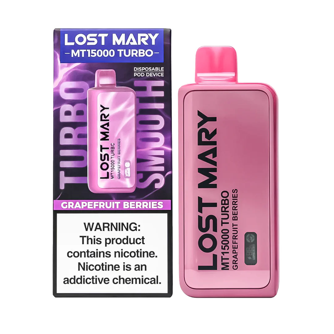 Lost Mary MT15000 Turbo disposable vape with Baja Splash flavor, featuring vibrant packaging and sleek design.