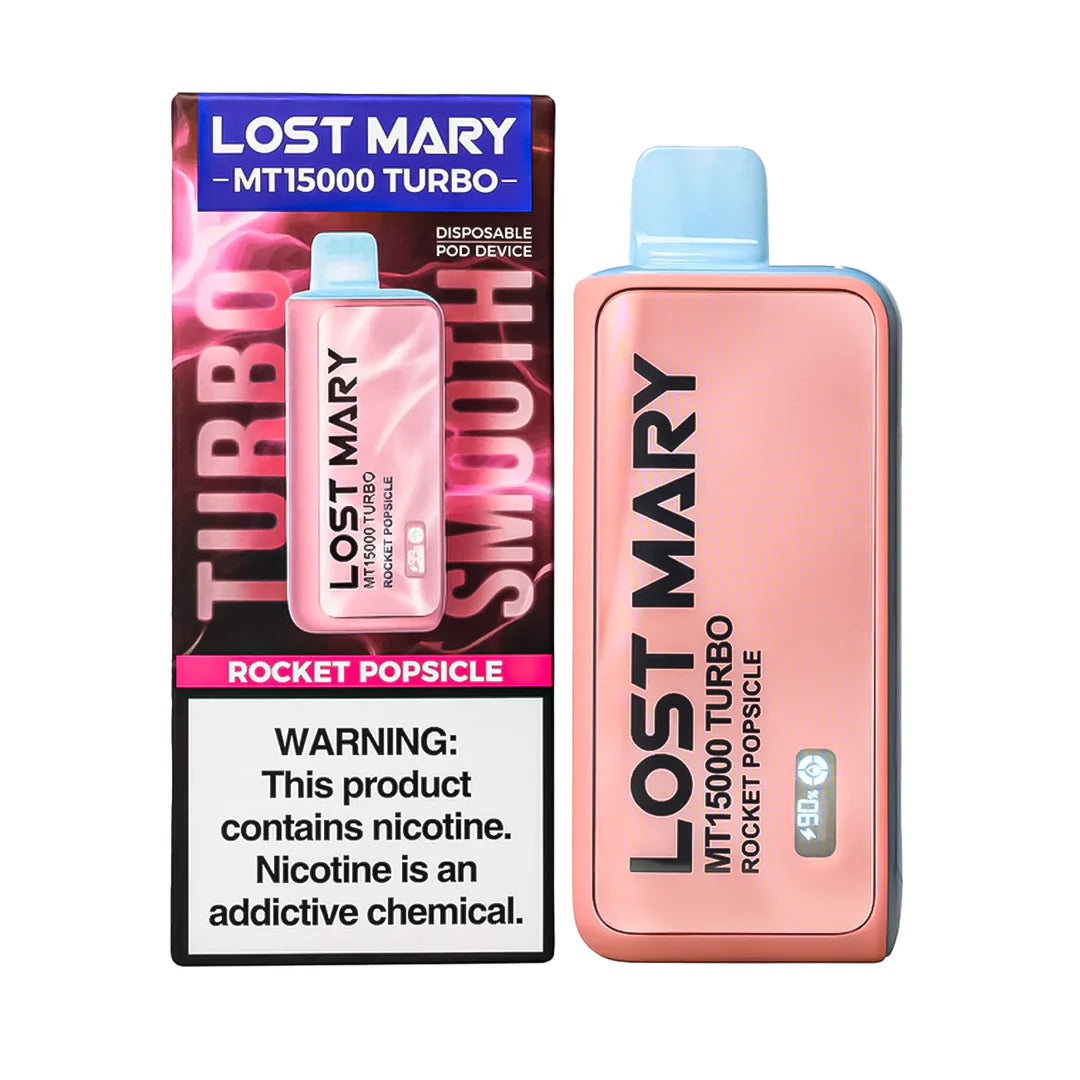 Lost Mary MT15000 Turbo disposable vape from Vape Shop Wholesale, featuring colorful Baja Splash design and compact portable size.
