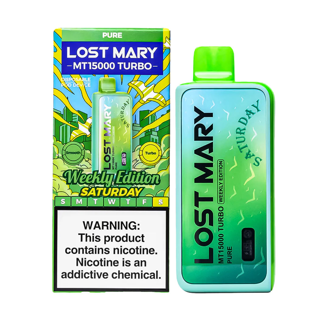 Lost Mary MT15000 Turbo disposable vape by Vape Shop Wholesale with Baja Splash flavor, sleek design, and compact size.