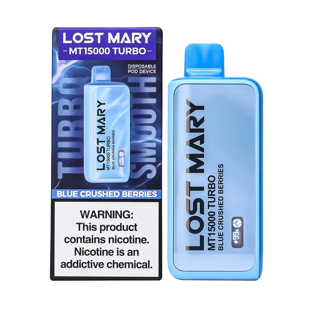 Lost Mary MT15000 Turbo disposable vape from Vape Shop Wholesale featuring a colorful Baja Splash design.