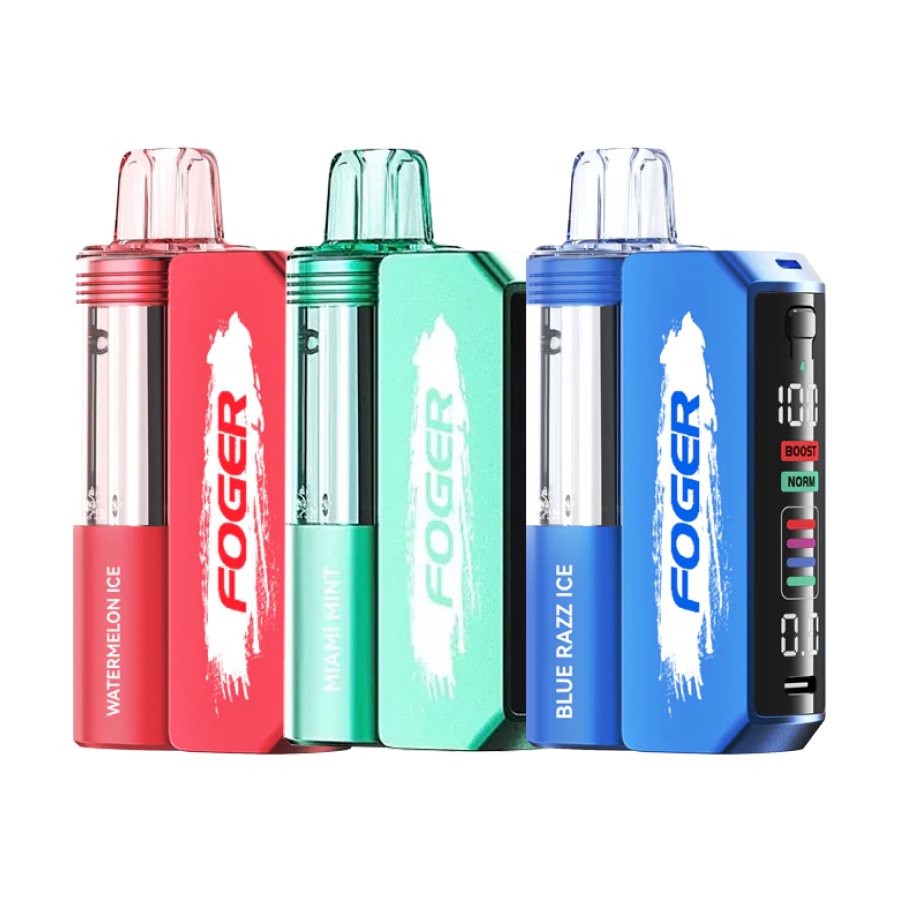Blueberry and watermelon Foger Switch Pro 30K disposable vape kit from Vape Shop Wholesale, featuring sleek design and colorful packaging.