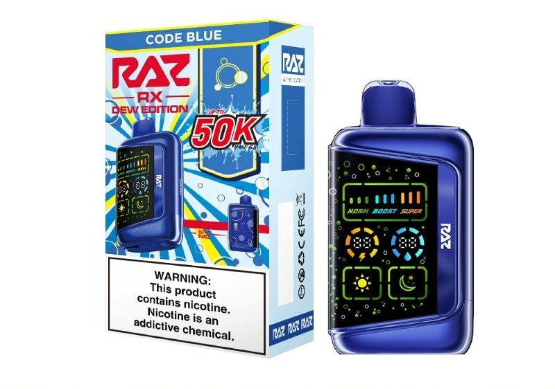 Red RAZ RX50K Dew Edition vape device from Vape Shop Wholesale, featuring sleek design and compact form.