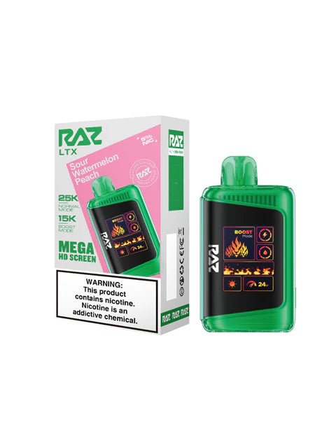 Night Crawler RAZ LTX 25000 disposable vape with sleek design and colorful LED lights, offering 25,000 puffs from Vape Shop Wholesale.