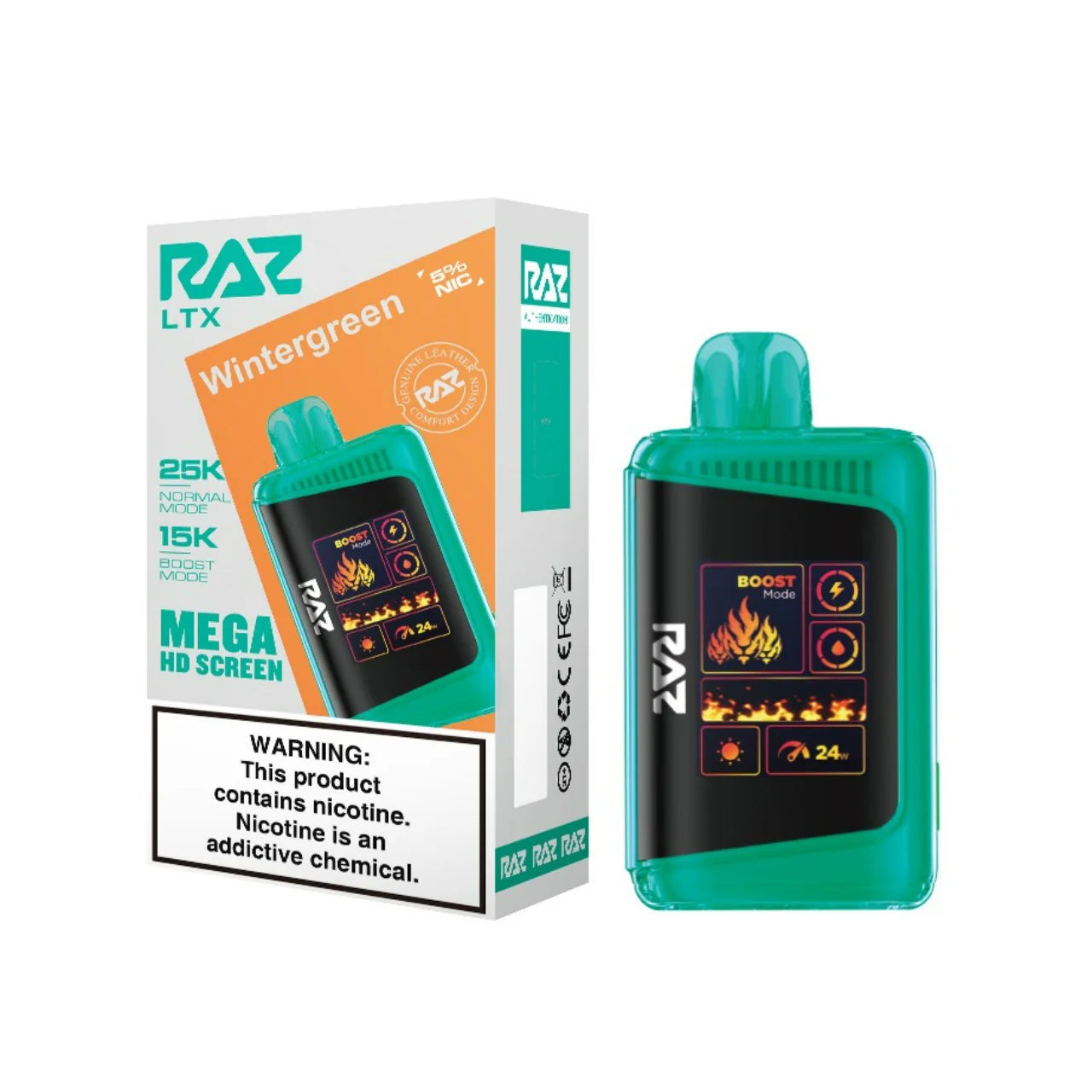 RAZ LTX 25000 disposable vape, 25,000 puffs, sleek design, black color, from Vape Shop Wholesale.