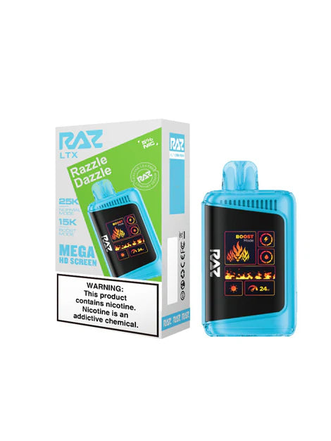 RAZ LTX 25000 disposable vape from Vape Shop Wholesale with sleek black design and 25,000 puffs, ideal for long-lasting vaping.