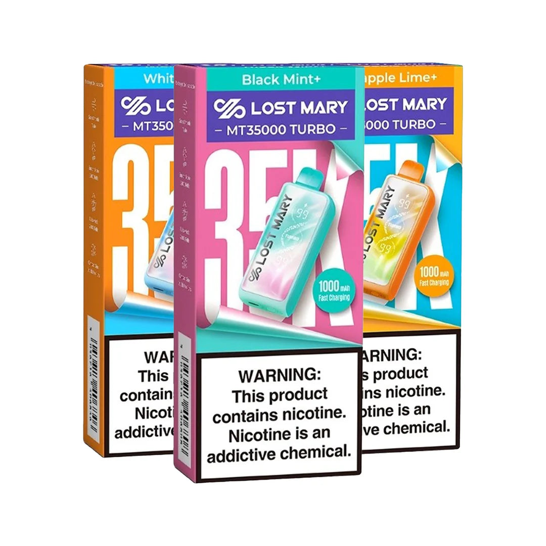 Lost Mary MT35K Turbo vape in pink lemonade flavor with a sleek design, showcasing vibrant colors and compact style.