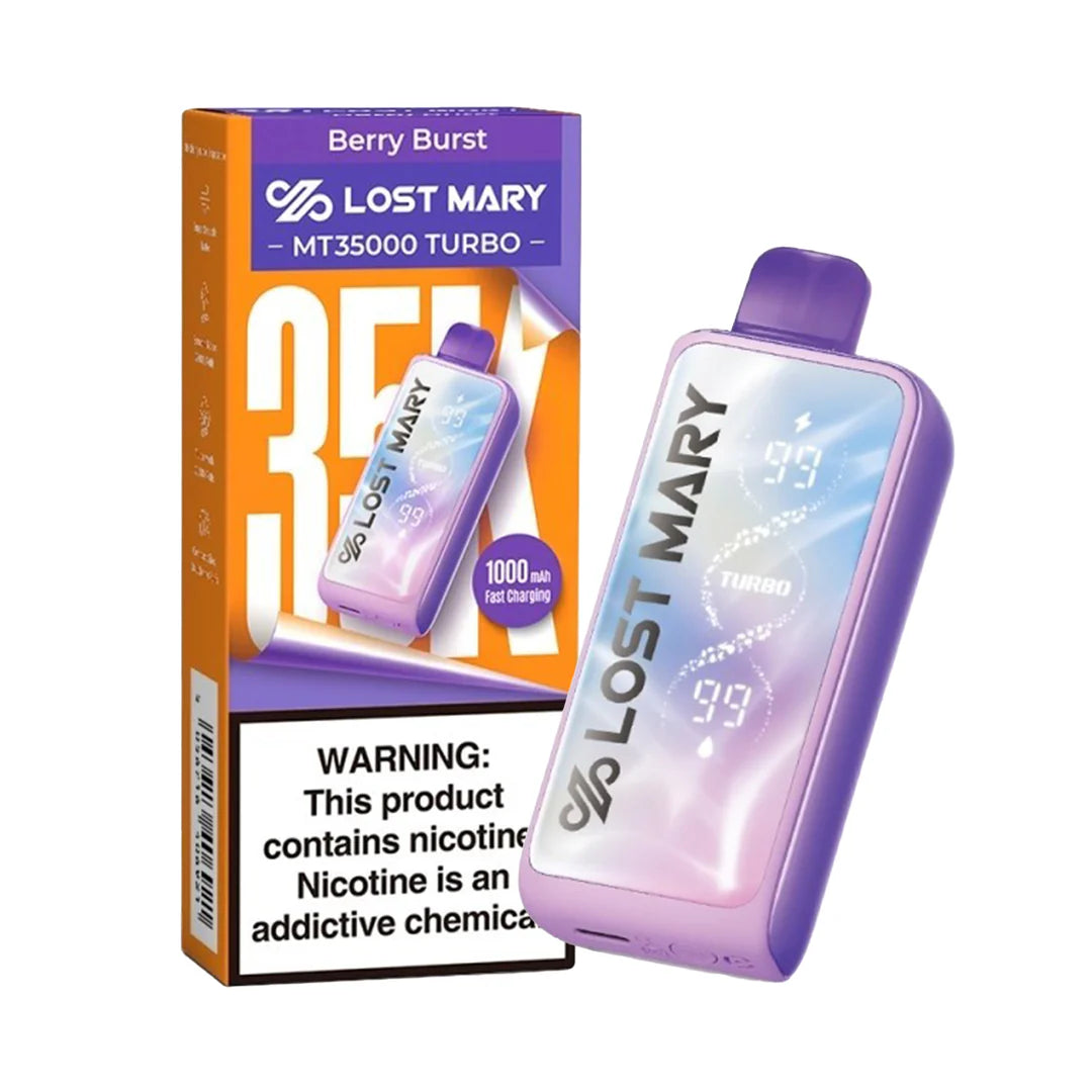 Lost Mary MT35K Turbo vape device in vibrant pink lemonade color with sleek design and ergonomic shape.