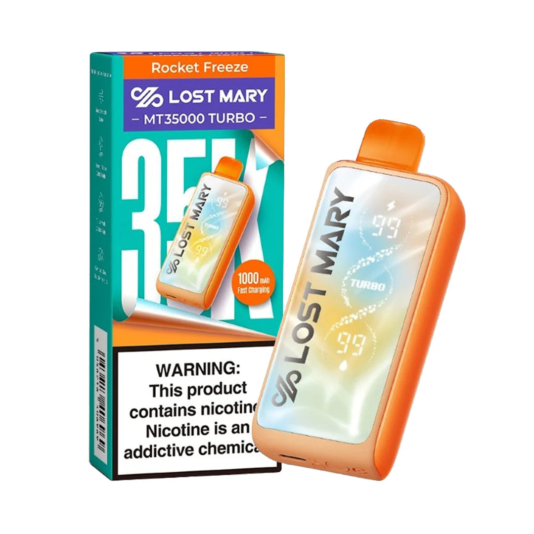 Pink lemonade Lost Mary MT35K Turbo vape device with a sleek design, showcasing its vibrant color and modern features.