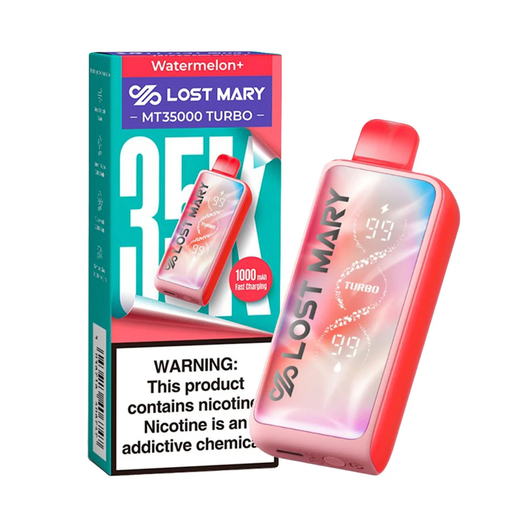 Pink lemonade Lost Mary MT35K Turbo vape device with a sleek design and vibrant color, showcasing its modern features.